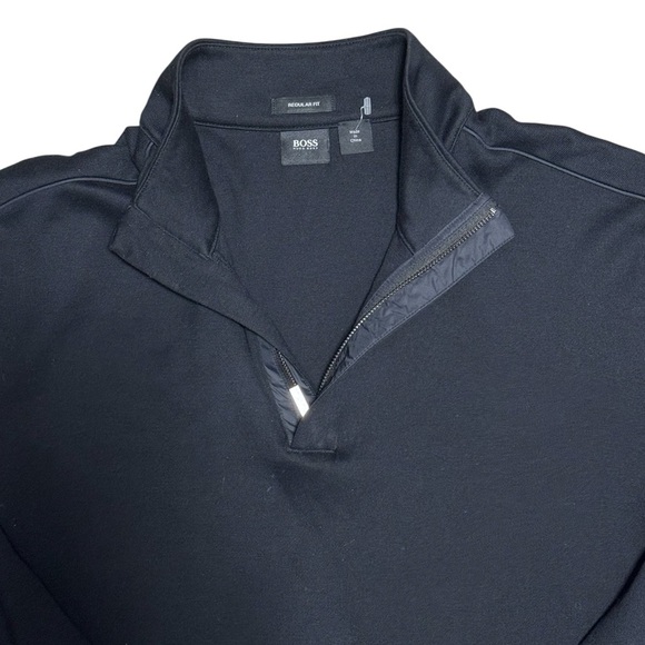 HUGO BOSS Women's Regular Fit 1/4 Zip Pullover Sweatshirt - Black, Large - Picture 5 of 6